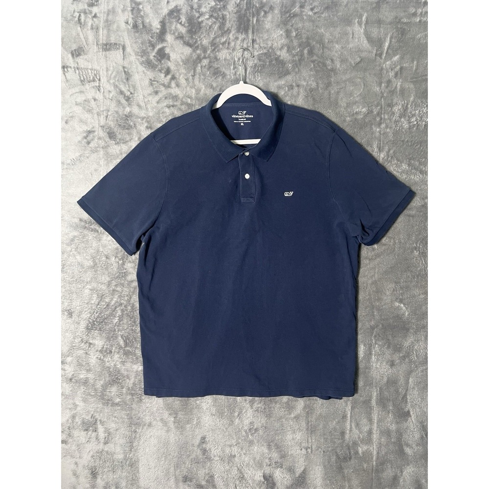 Vineyard Vines Mens XL Classic Fit Navy Blue Cotton Pique Short Sleev Polo Shirt
